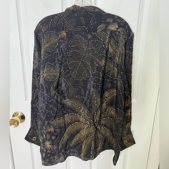Farm Rio Golden Foliage Pajama Shirt L - Picture 6 of 8